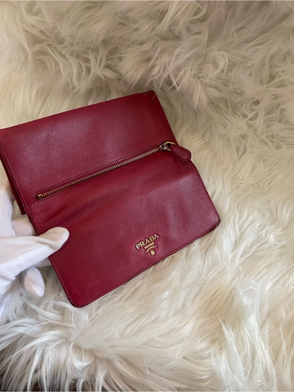 🛍️ Prada Authentic Pink Saffiano Leather Long Wallet/WOC - Picture 12 of 16